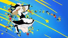 Stars Photoshop witch bows multicolor anime girls touhou 