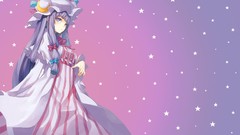 Stars pink moon Photoshop dress long hair anime girls touhou 