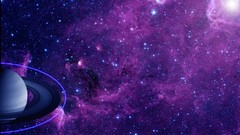 Stars pink Saturn ubuntu outer space
