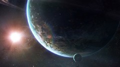 Stars planets outer space digital art moons