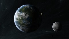 Stars planets outer space moons