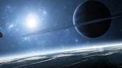 Stars planets outer space moons fantasy art