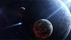 Stars planets science fiction outer space digital art moons