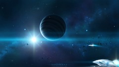Stars planets science fiction outer space digital art moons