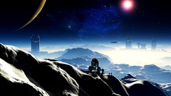 Stars planets spaceships outer space digital art