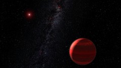 Stars red planets galaxies outer space