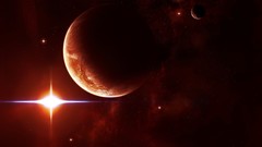 Stars red planets outer space