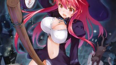 Stars red witch navel long hair cleavage underwear panties