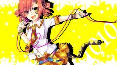 Stars Ribbons skirts blush pink hair long hair pink eyes 