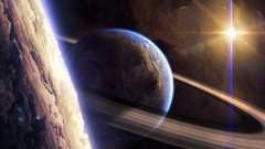 Stars rings planets outer space digital art