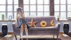 Stars room headphones tie socks Ribbons sitting pillows couch 