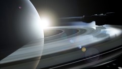 Stars Saturn vinyl rings planets sunlight outer space