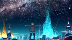 Stars Skyscrapers Anime City Lights cityscapes futuristic 