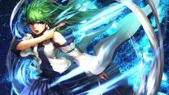 Stars snakes dress staff long hair anime girls kochiya sanae 