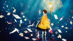 Stars squares moon paper threads street lights checkered 