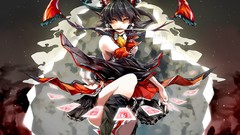 Stars staff flying bows chains long hair anime girls boots 