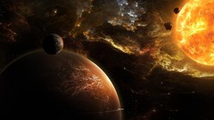 Stars sun abstract planets space shuttle meteorite outer space