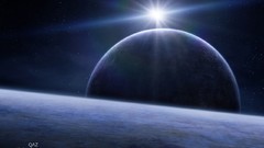 Stars sun blue planets outer space