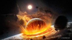 Stars sun dark explosions Collision Earth planets outer space 