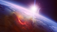 Stars sun Earth planets outer space digital art qauz