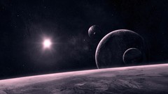 Stars sun planets outer space artwork moons