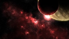 Stars sun red planets outer space