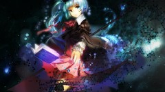 Stars weapons Anime hats blue hair anime girls blue eyes scythe 