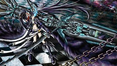 Stars weapons Anime Shorts Swords chains long hair anime girls 