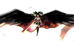 Stars weapons wings feathers bows skirts long hair anime girls 