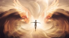 Stars wind magic wings flames human sunlight Lux