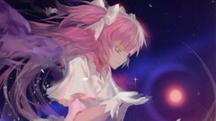 Stars wings dress goddess gloves bows pink hair long hair anime 