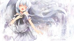 Stars wings dress white hair Ribbons angels blush long hair 
