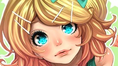 Stars woman Anime faces blondes anime girls blue eyes hair 