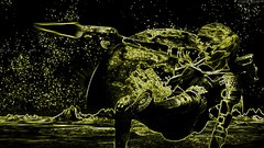 Stars woman Guns abstract planets science fiction outer space 