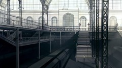 Station chandelier railing architecture buildings clocks 