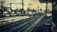 Station Europe abandoned lonely railroad tracks trains railroads