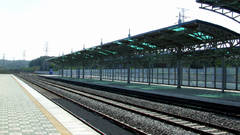 Station railroad tracks