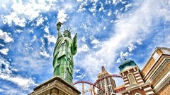 Statue of Liberty buildings cities skyscapes