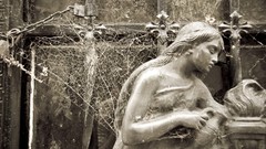 Statues monochrome chains spider webs creepy