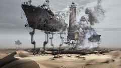 Steam engine ships desert