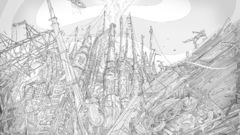 Steampunk grayscale artwork Matei