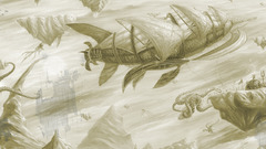 Steampunk sepia vehicles airship