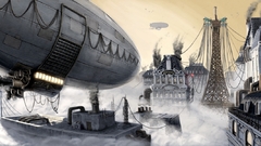 Steampunk vehicles airship