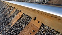 Steel railroad tracks macro