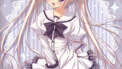 Stockings anime girls blue eyes gray hair twintails thigh highs 