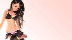 Stockings anime girls bra black hair black eyes Simple 