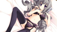 Stockings anime girls bra gray hair koiiro soramoyou utsumi 