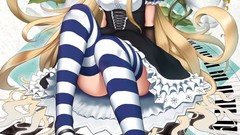 Stockings blondes anime girls pixiv fantasia striped legwear