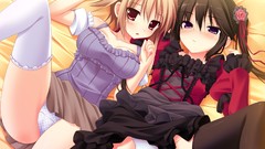 Stockings blondes black hair ecchi panties twintails hair 