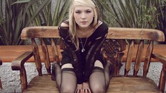 Stockings blondes tattoos thigh highs kneeling